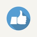 Thumb up icon in flat style with long shadow. Vector illustration Royalty Free Stock Photo